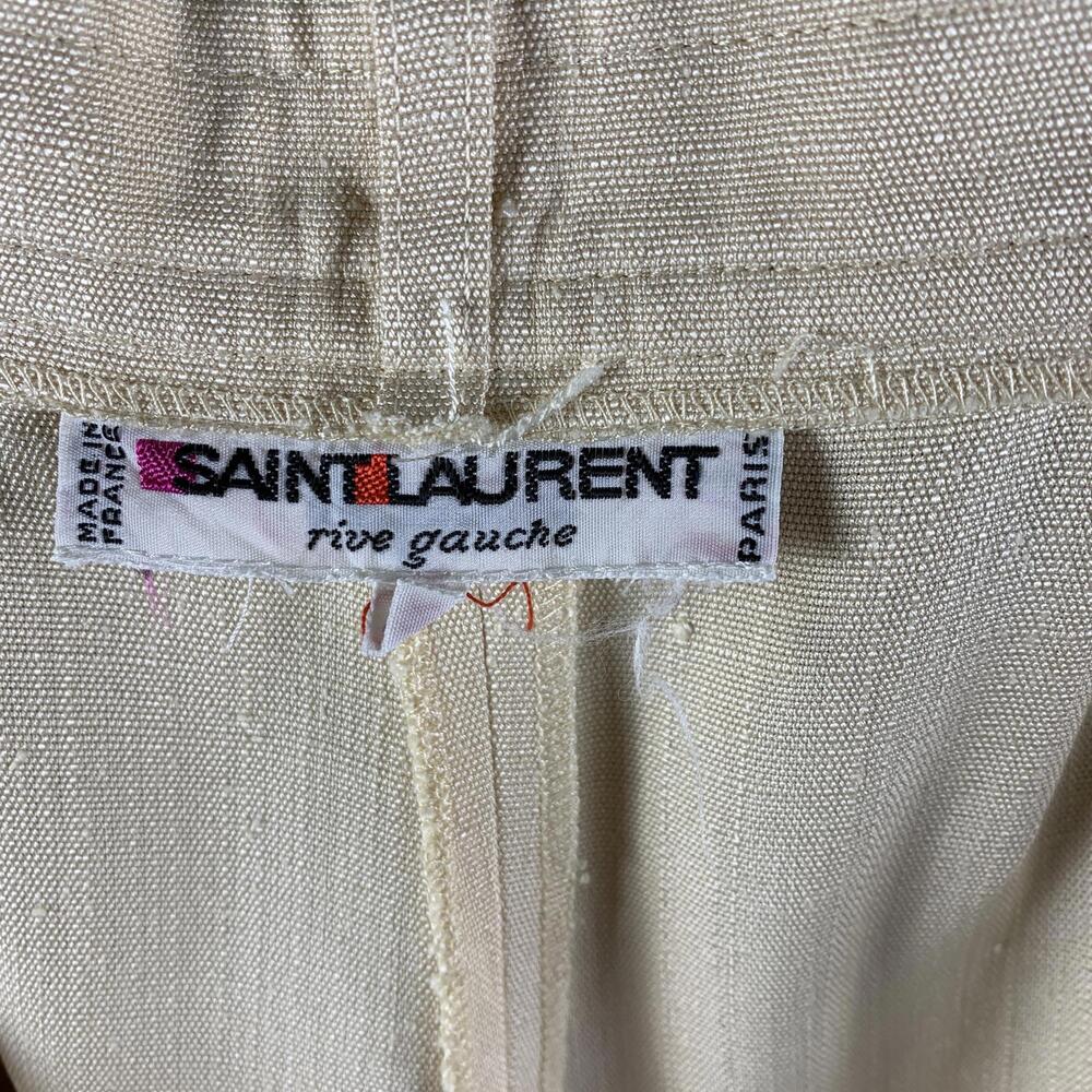 VTG 1970s Saint Laurent Rive Gauche Cream Linen Wide Trousers (717) - Picture 7 of 10